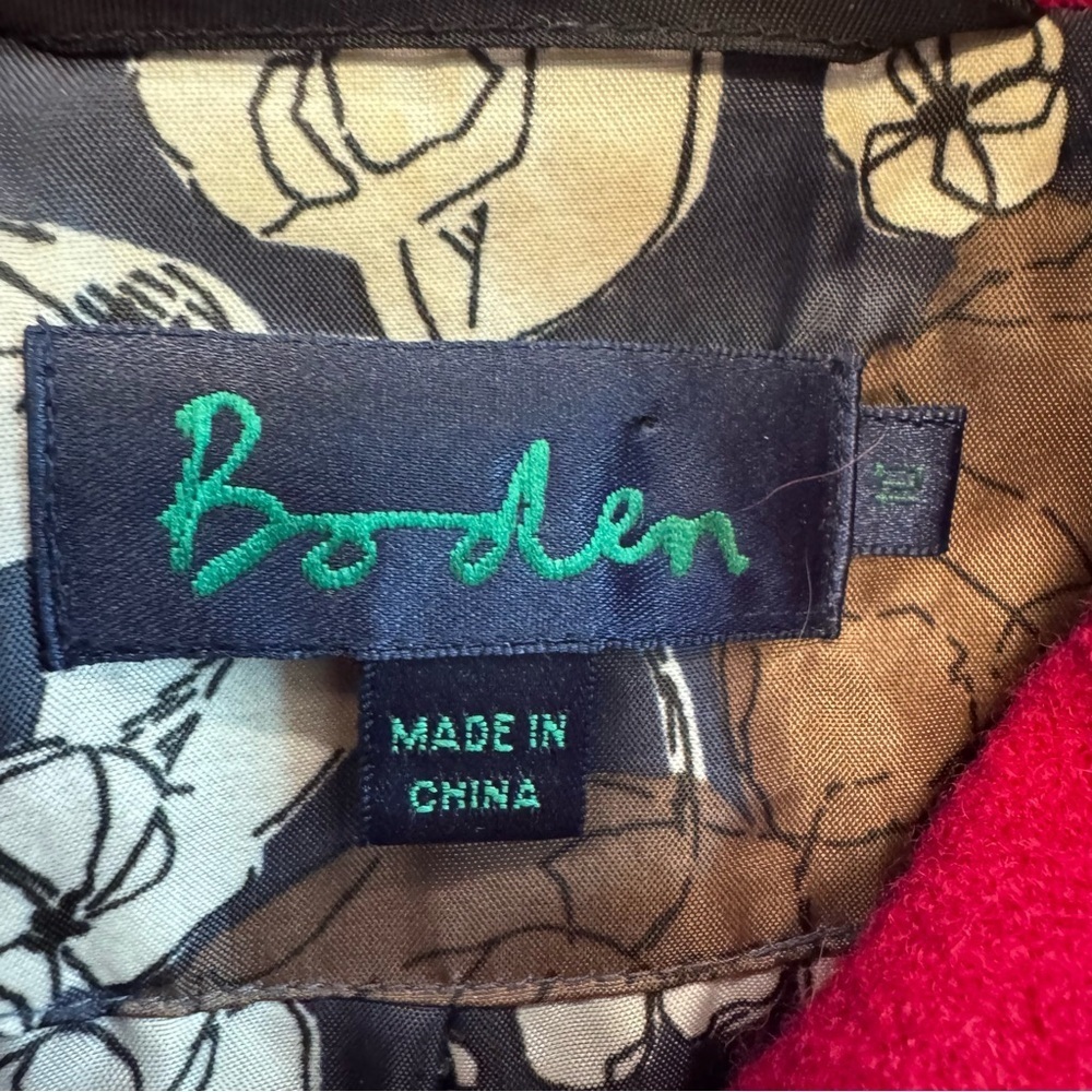 Boden Kids 100% Wool Front Button Peter Pan Collar Girls Red Coat Sz. 10 - Picture 6 of 8